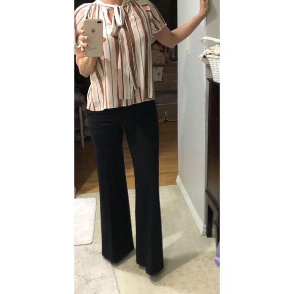 RAOUL Pink Brown Striped Printed 100% Silk Tie Neck Woven Raffaella Blouse Size2 - Picture 3 of 11